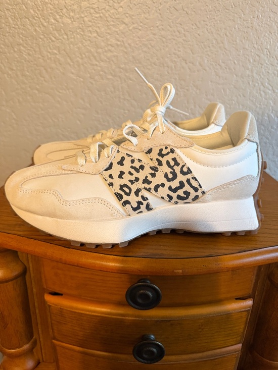 New Balance Shoes - New New Balance Neutral White & Beige Leopard Accent Sneakers
